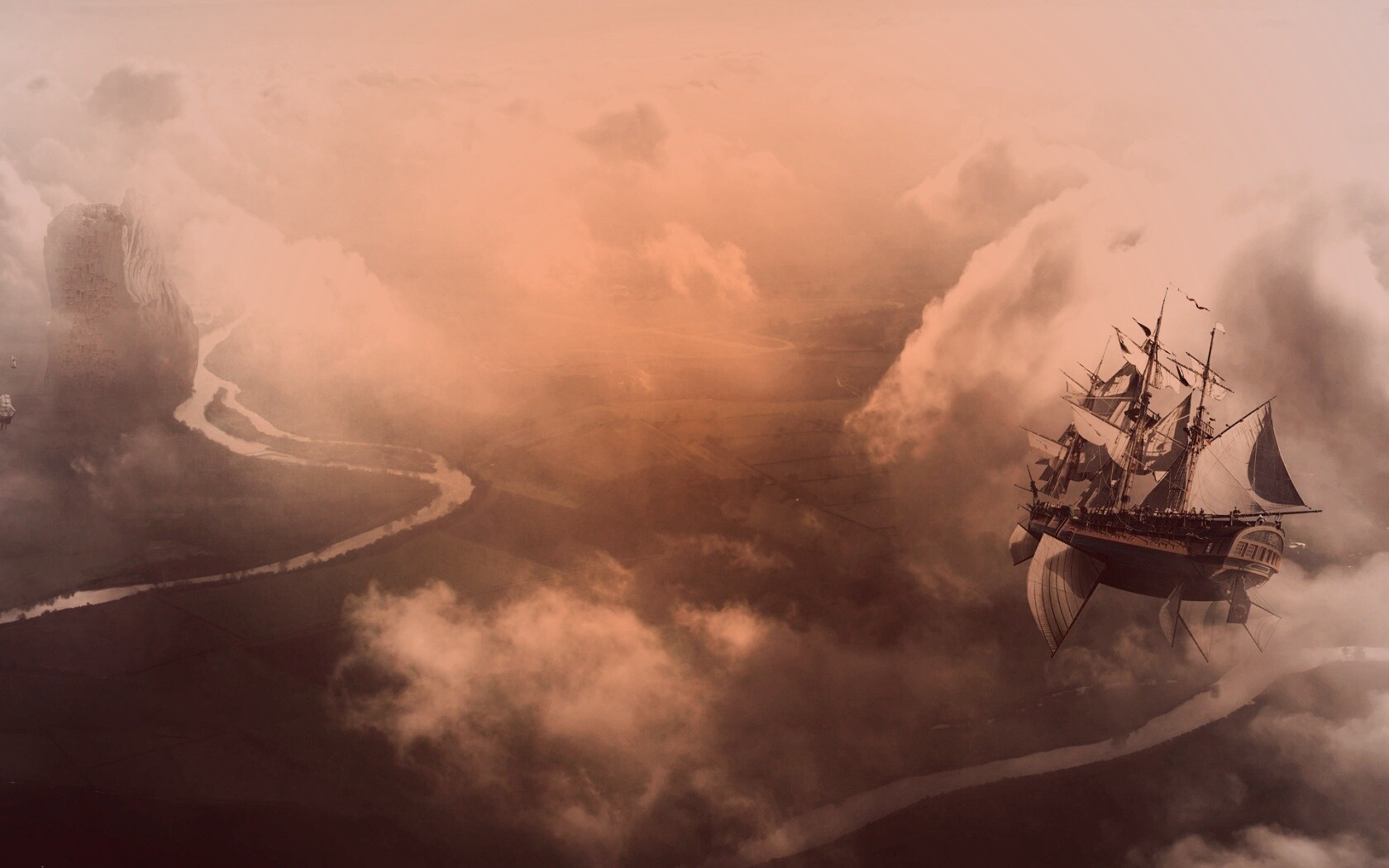 Летающий корабль обои