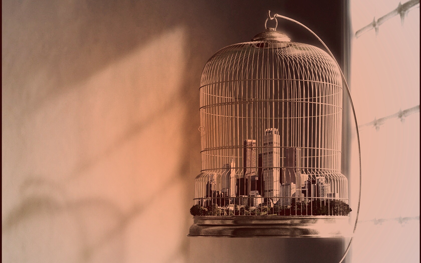 Город в клетке обои