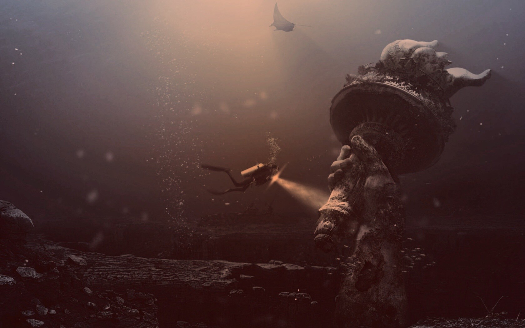 Затопленный Нью-Йорк обои