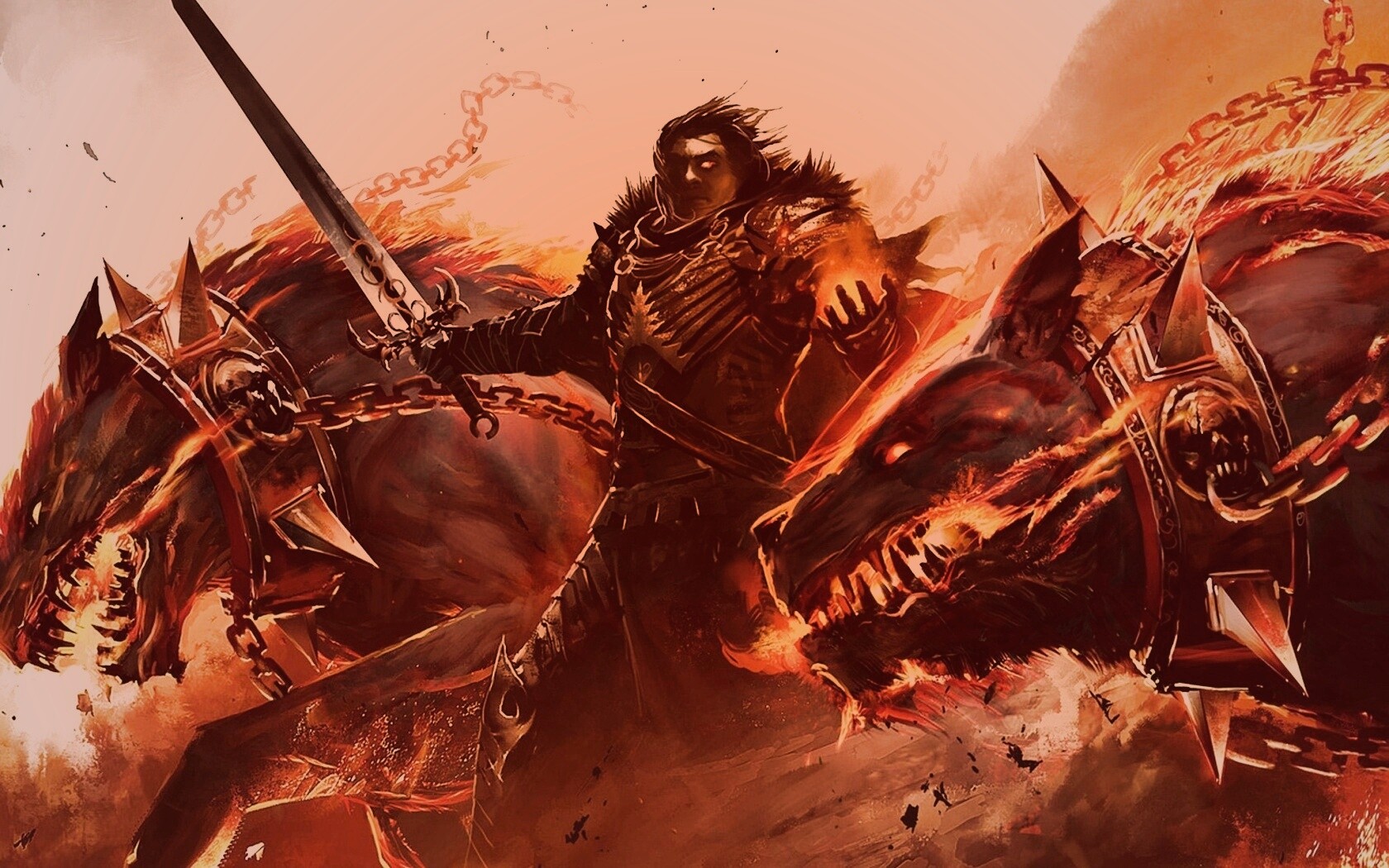 Темный рыцарь и гончие смерти обои