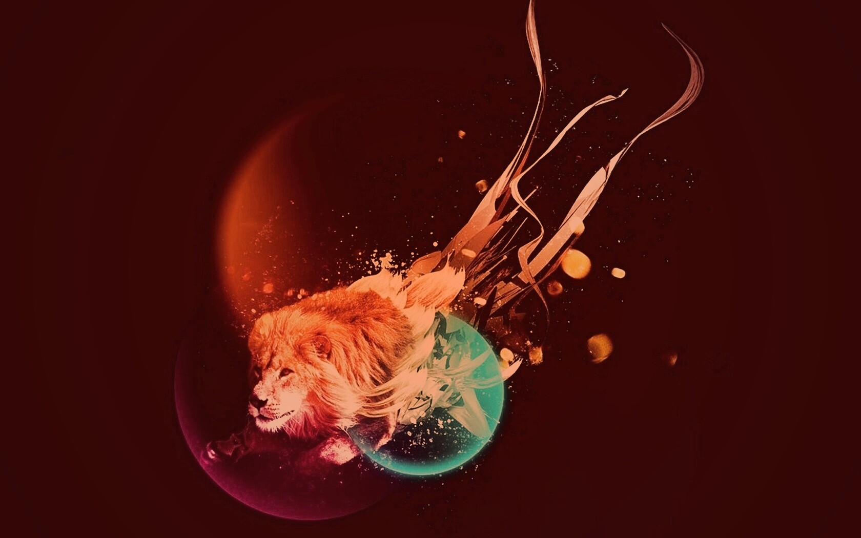 Лев в абстарктой фигне обои