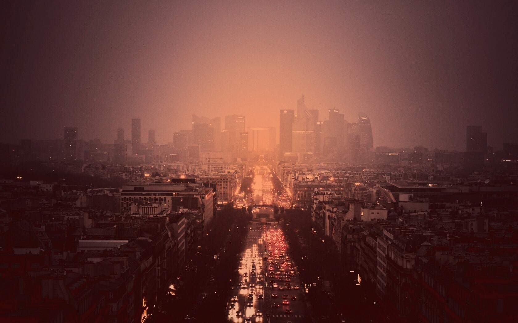 Ночной город в тумане обои