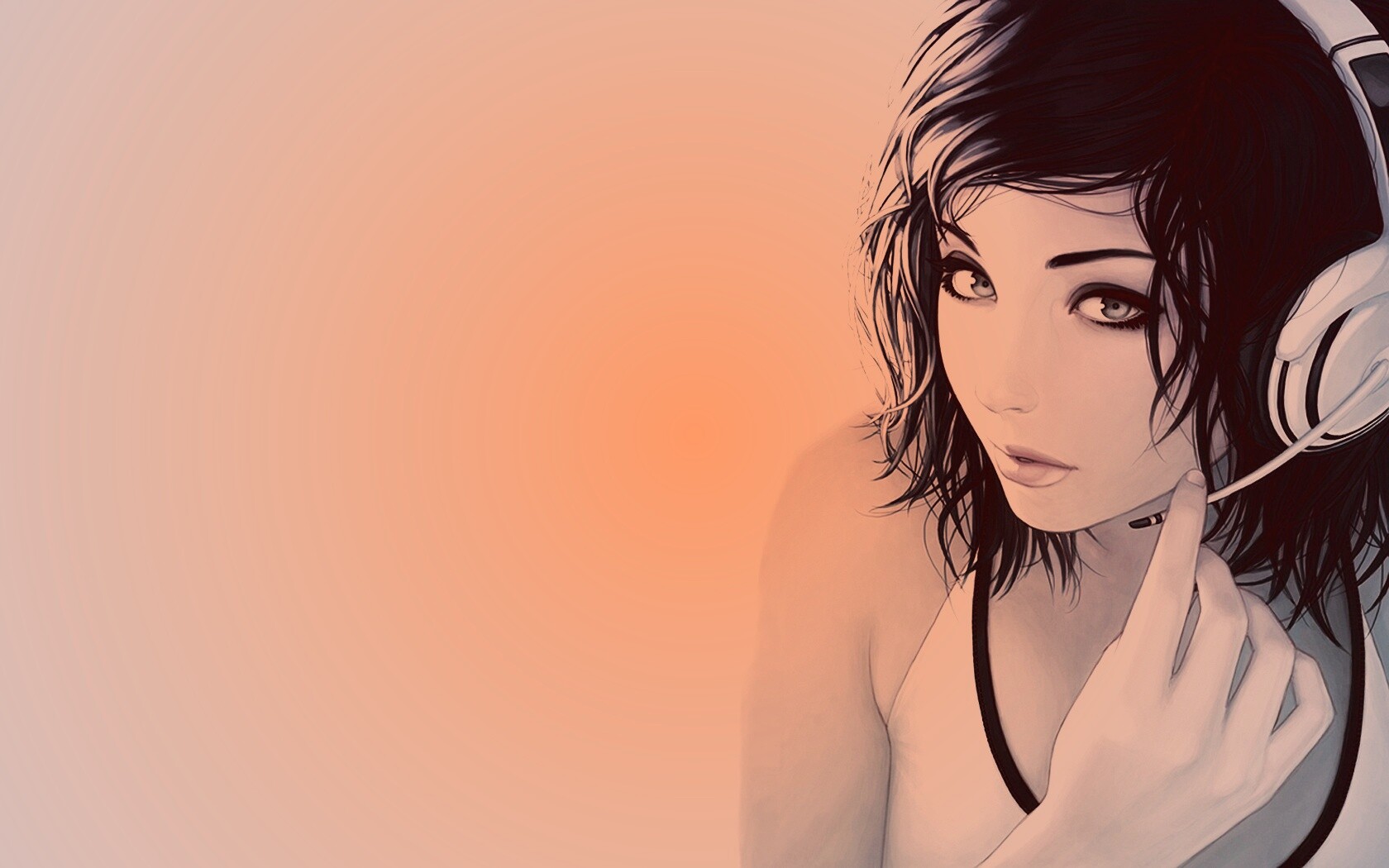 Сексуальная девушка в наушниках с микрофоном обои