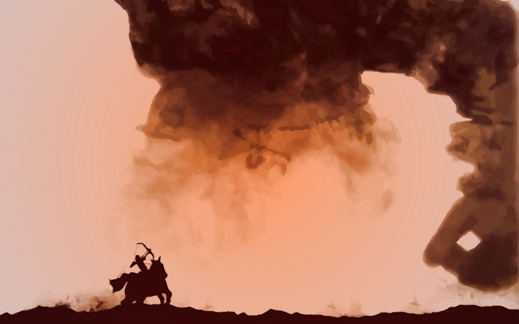 Всадник и огромный голем обои