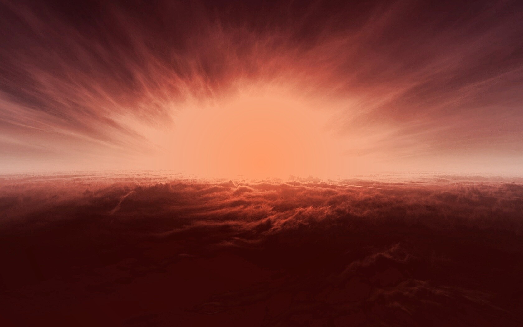 Закат над облаками обои