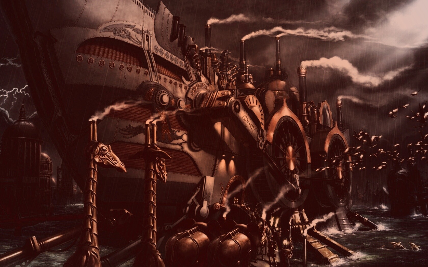 Ноев ковчег в стиле стимпанк обои