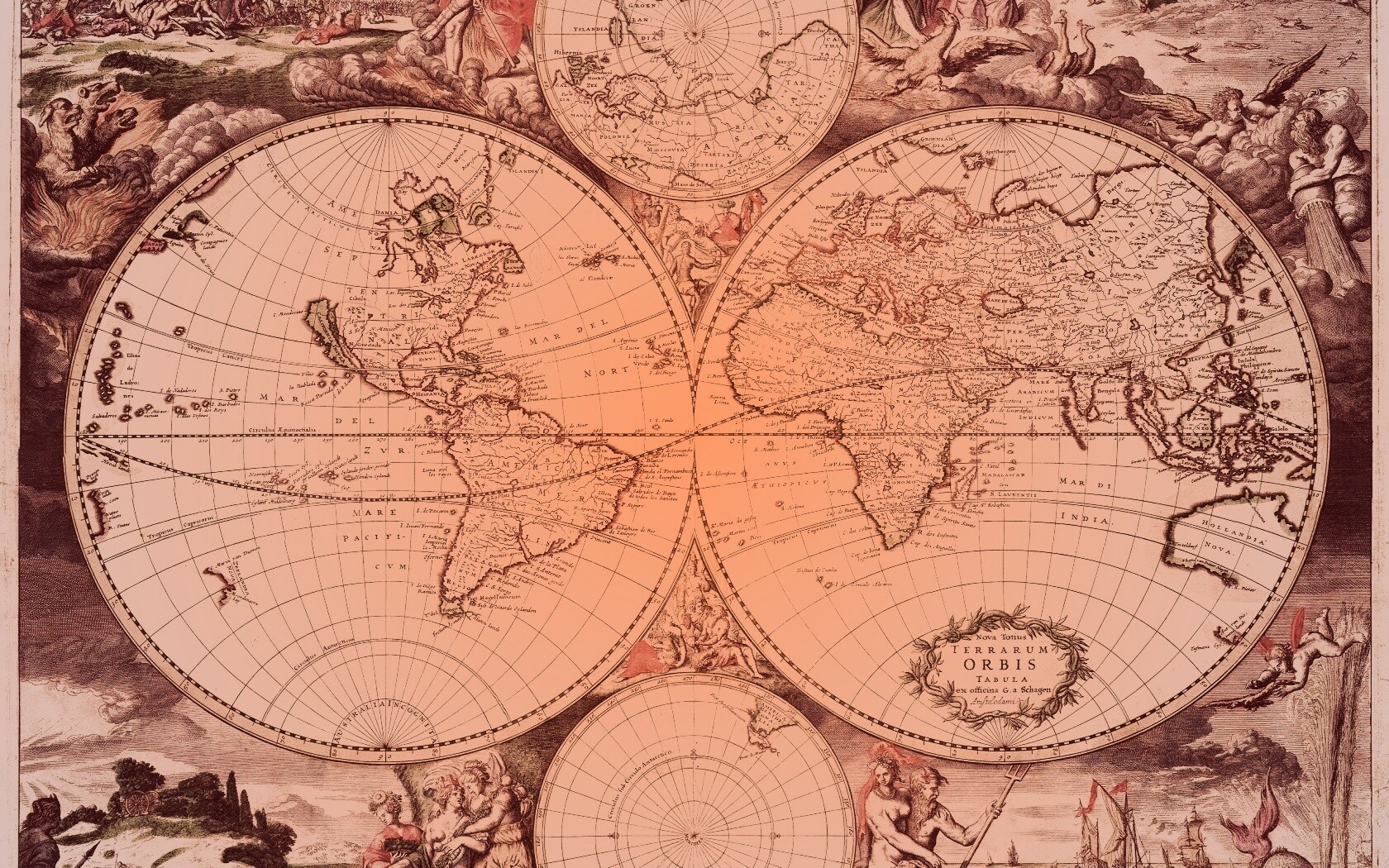 Старинная карта мира обои