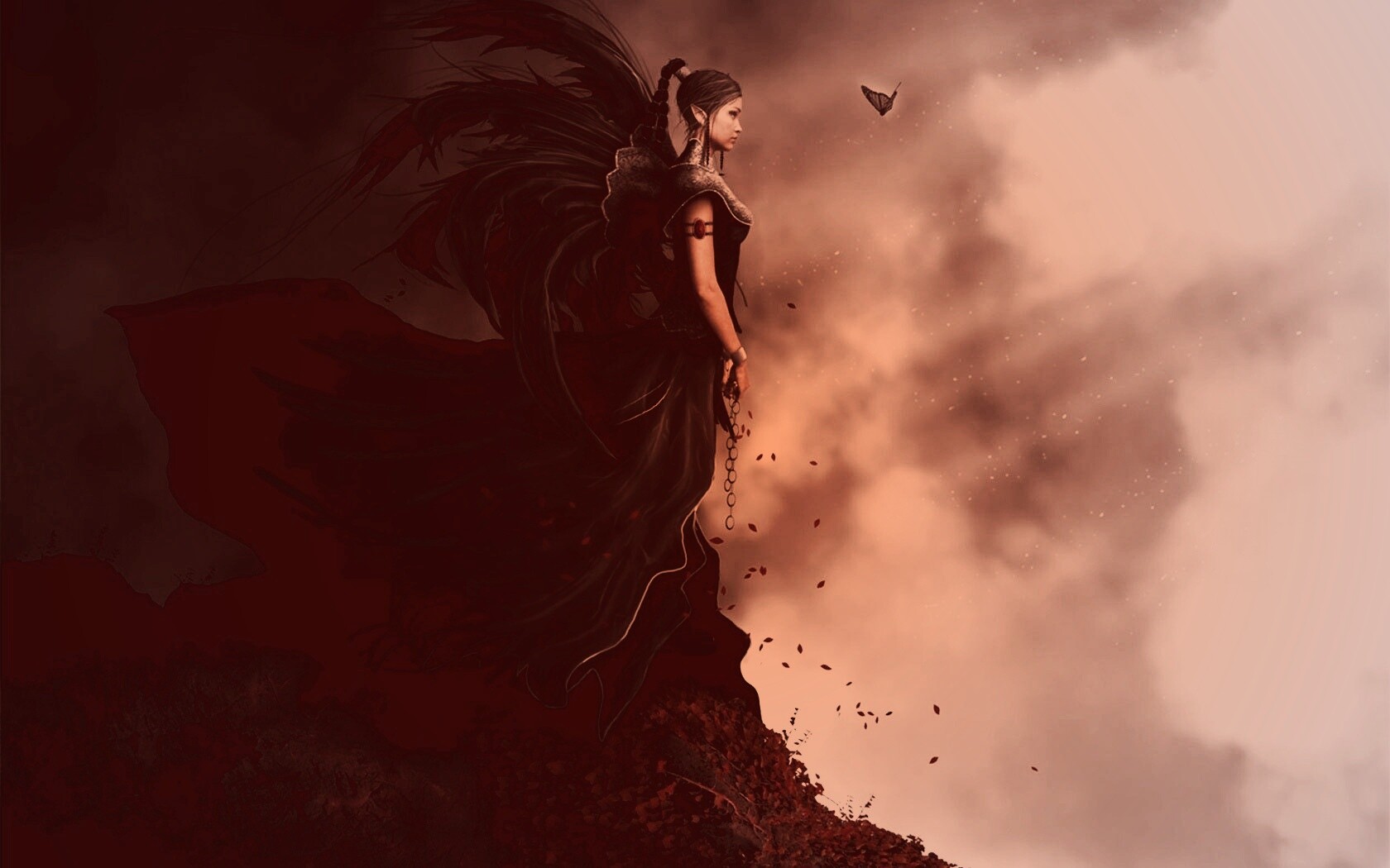 Девушка в тумане обои