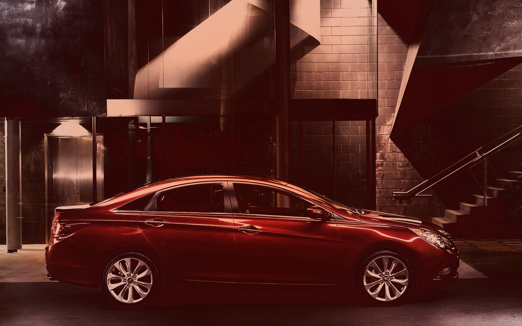 Красный хёндай солярис обои