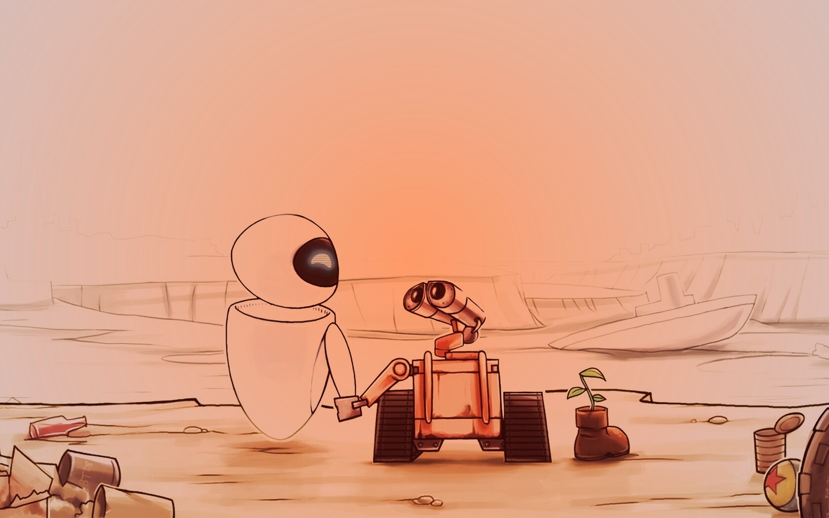 WALL-E и Ева обои