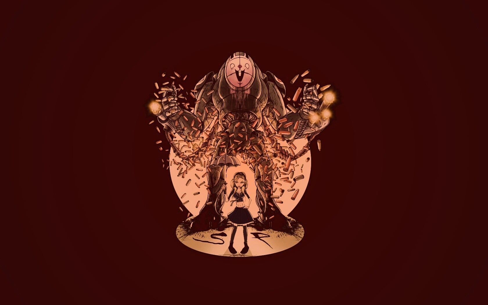 Куколка и боевой робот обои