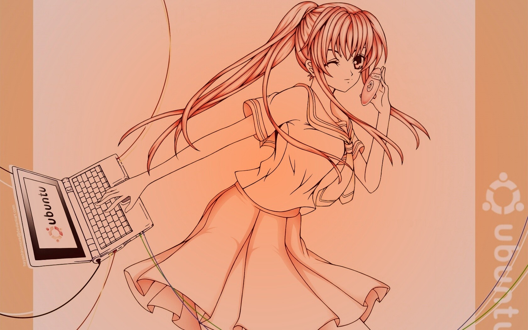 Ubuntu  в аниме обои