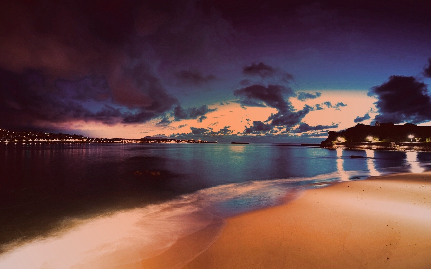 Пляж во франции ночью обои