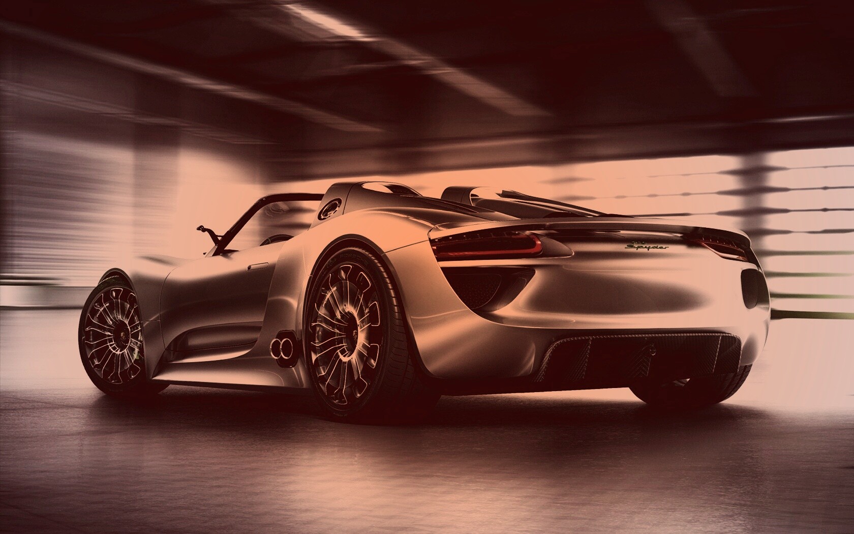 Porsche 918 Spider вид сзади обои