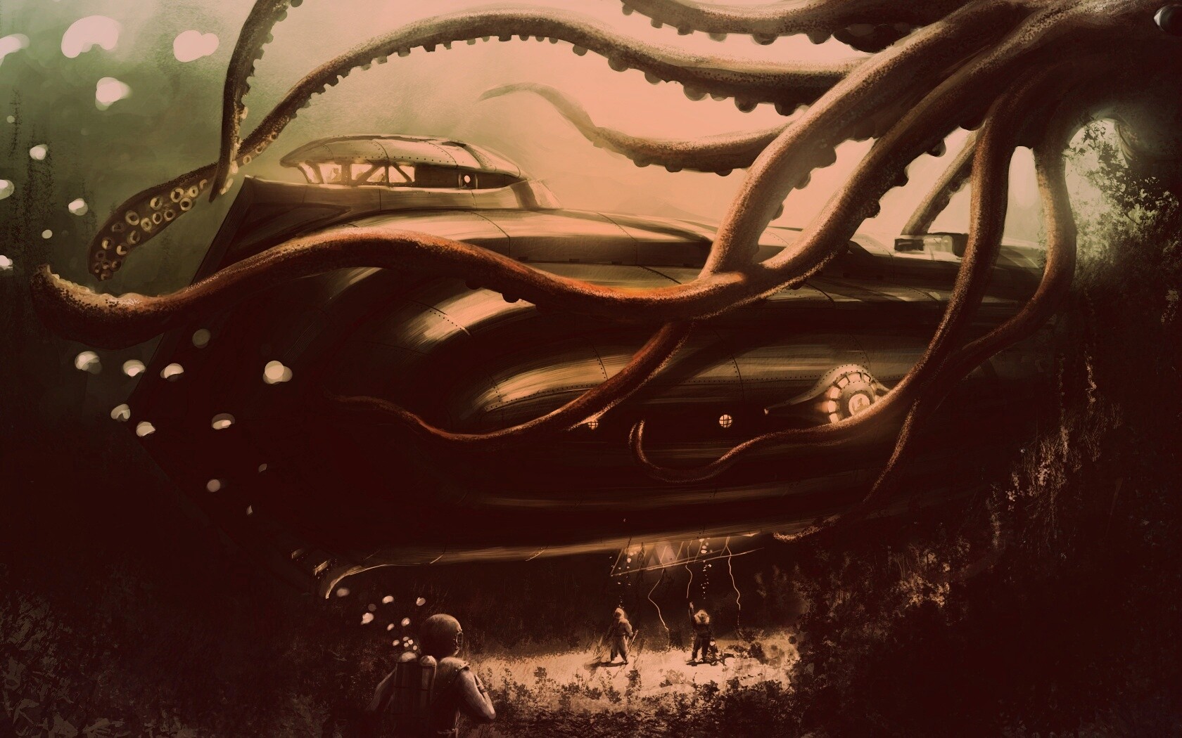 Наутилус в плену щупалец обои