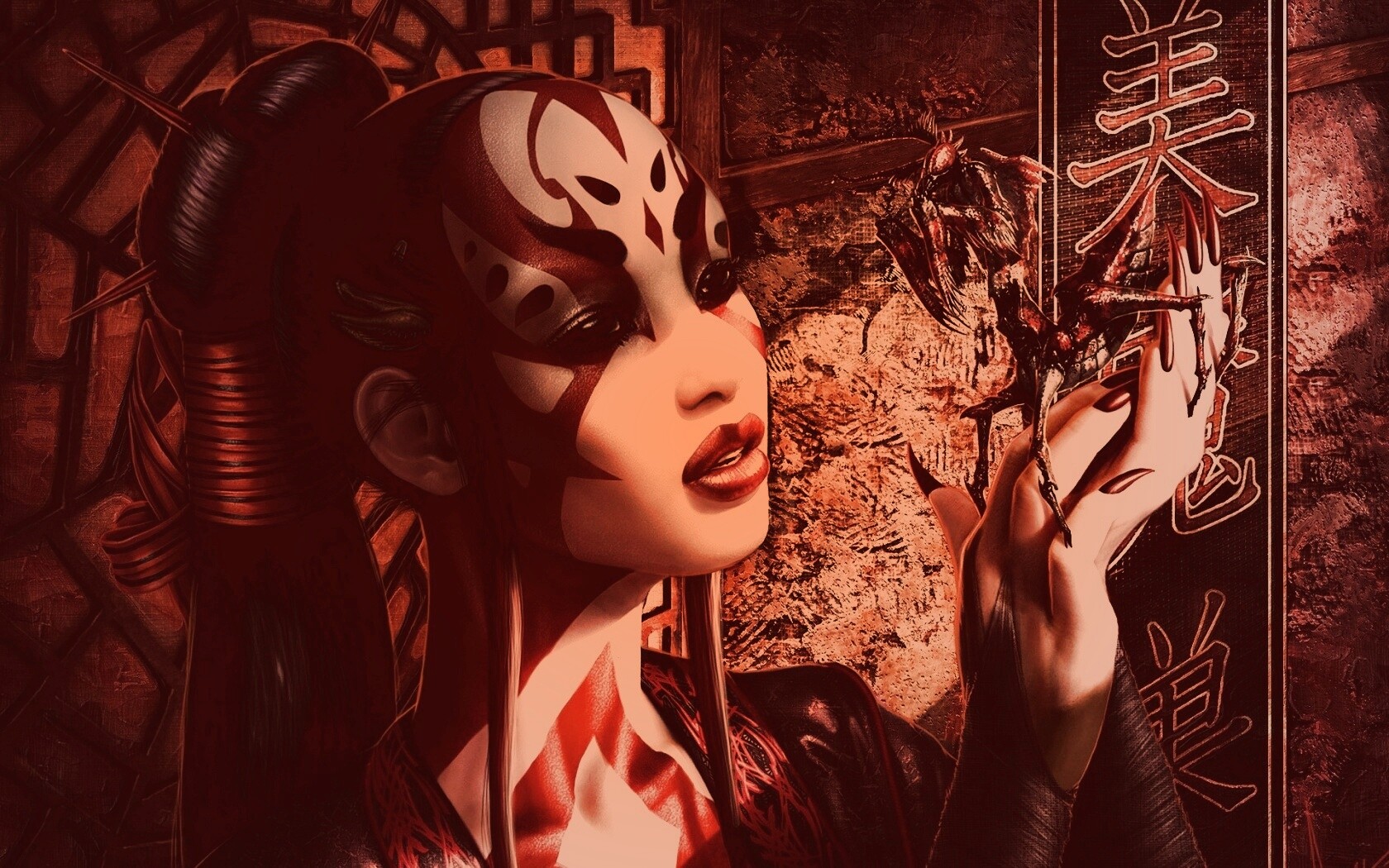 Девушка и богомол обои