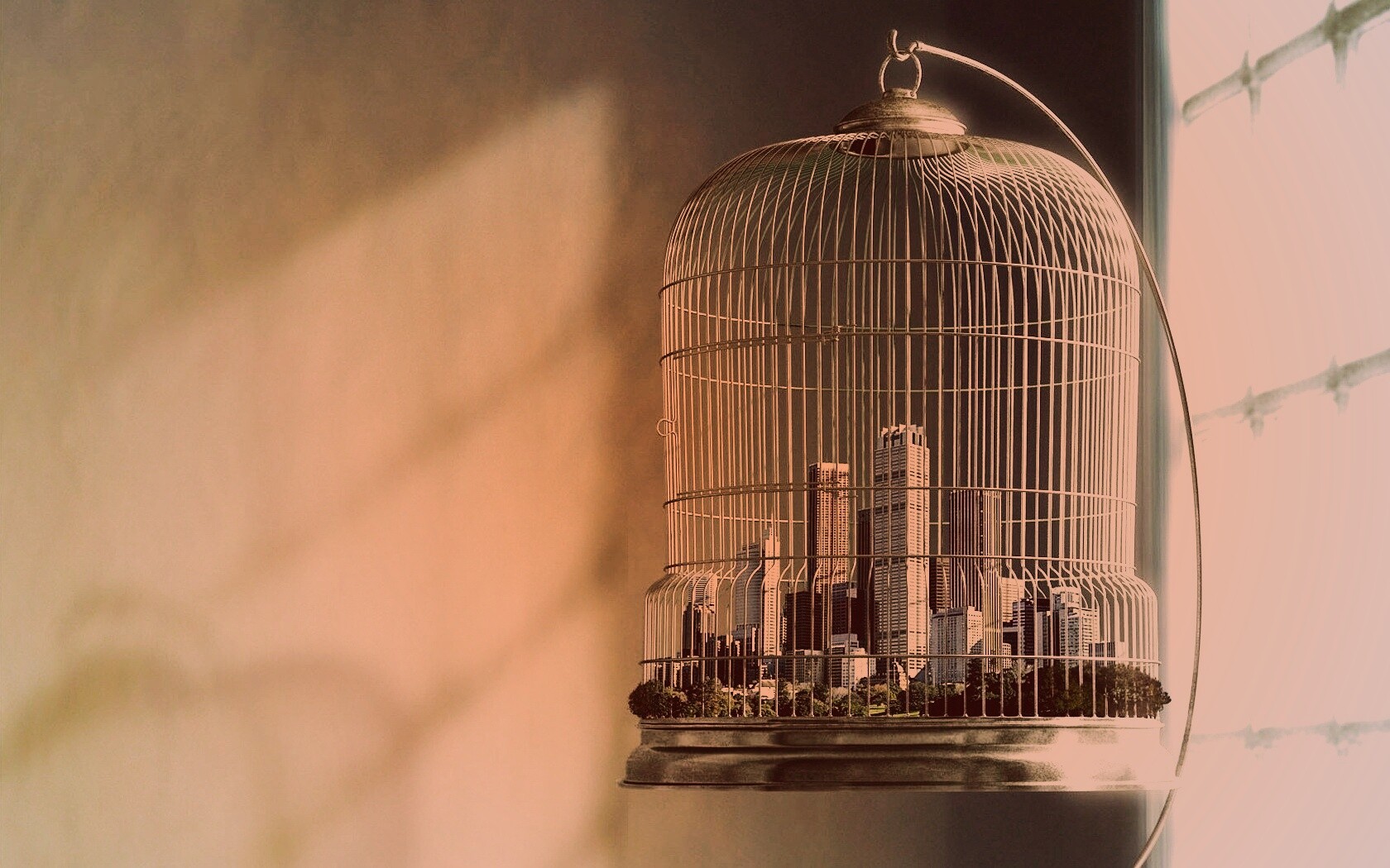 Город в клетке обои