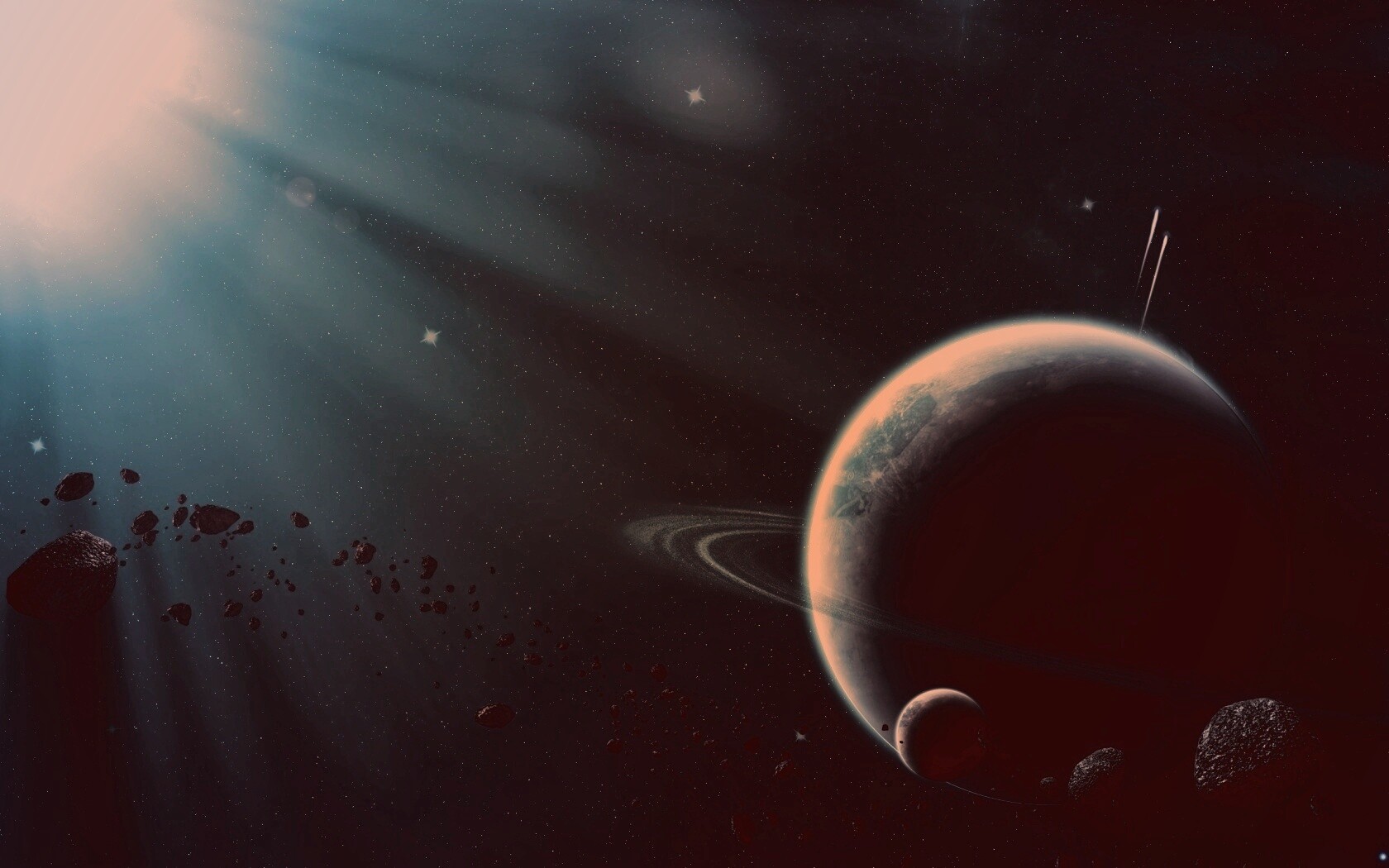 Пояс астероидов вблизи планеты обои