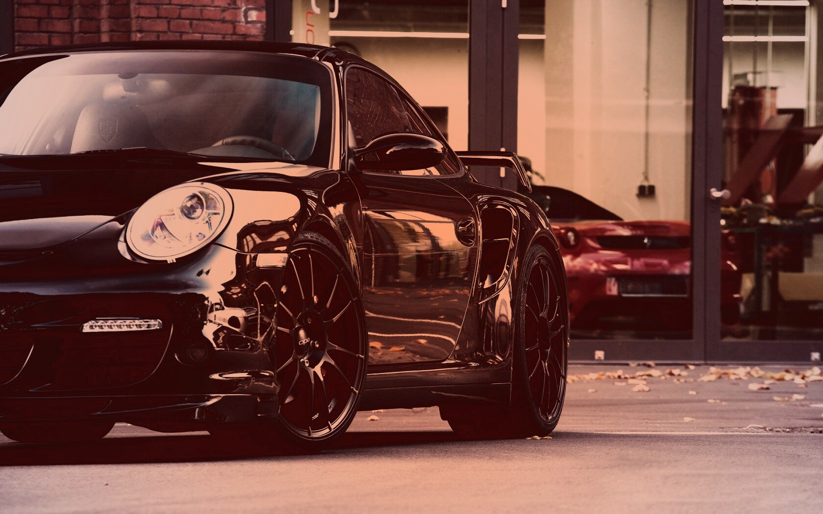 Порш на улице обои