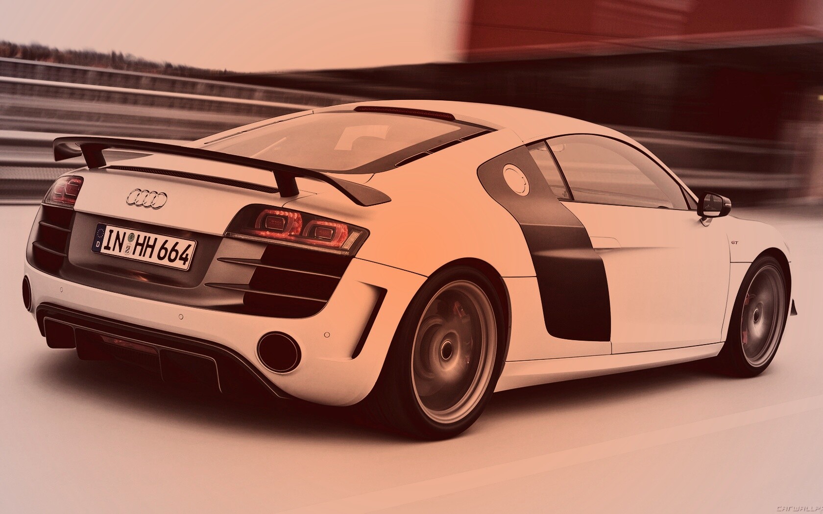 Audi R8 на скоростной трассе обои