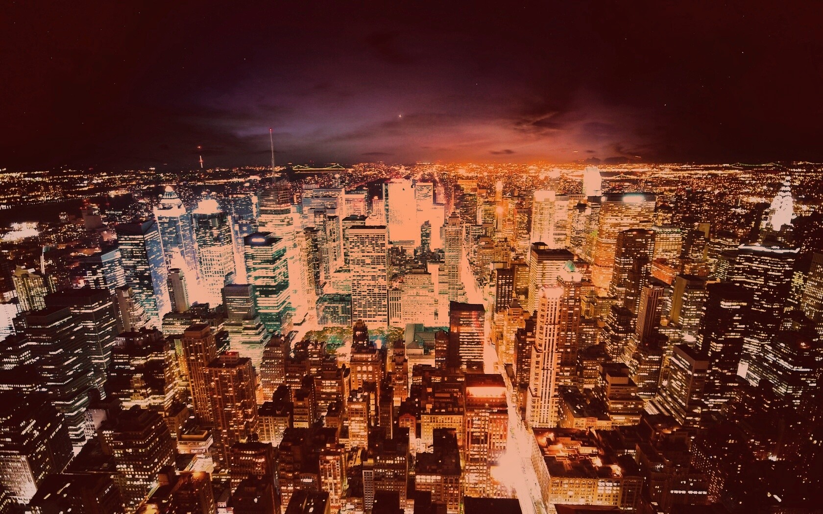 Вид на ночной Нью-Йорк обои