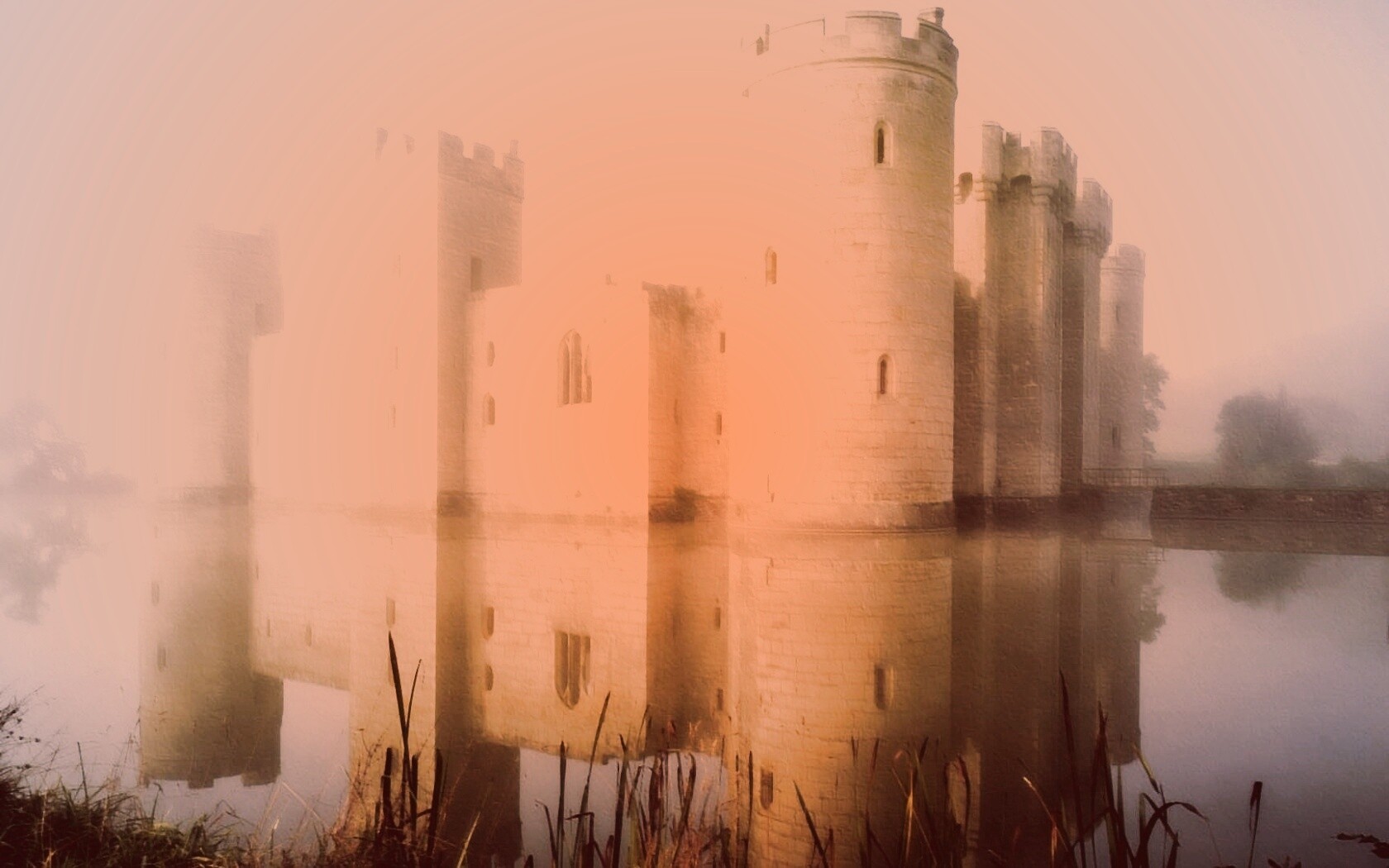 Замок на озере обои