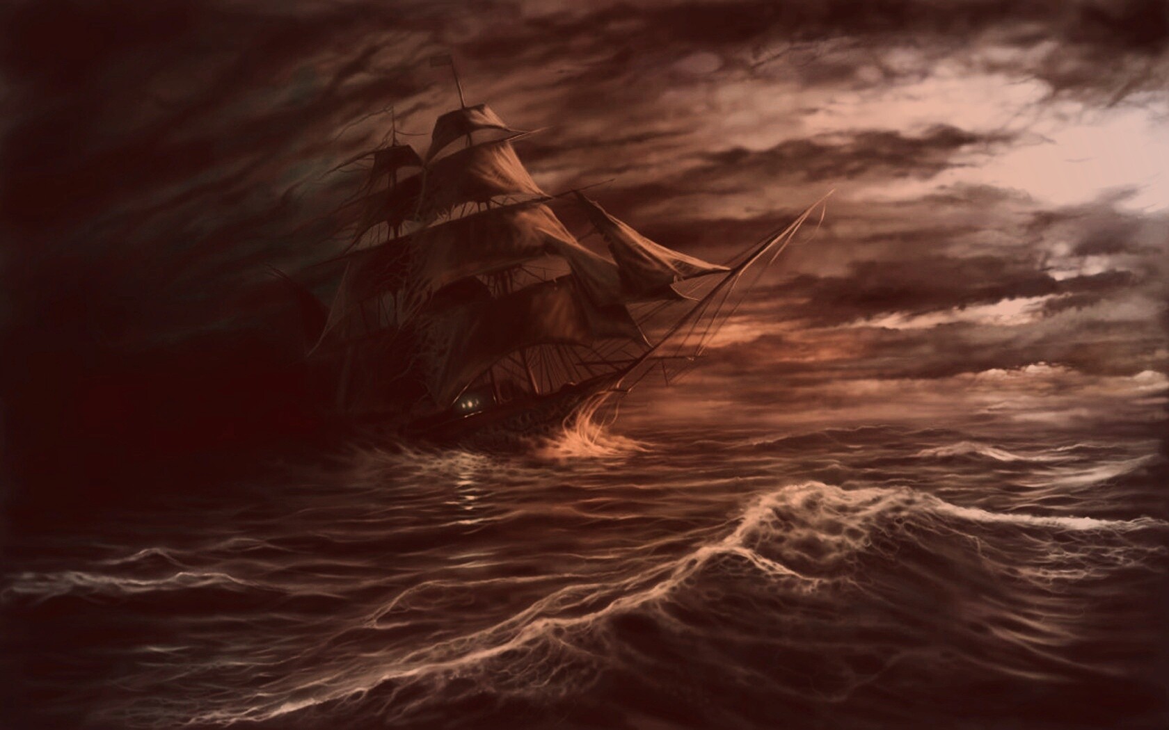 Корабль призрак поднимается со дна обои