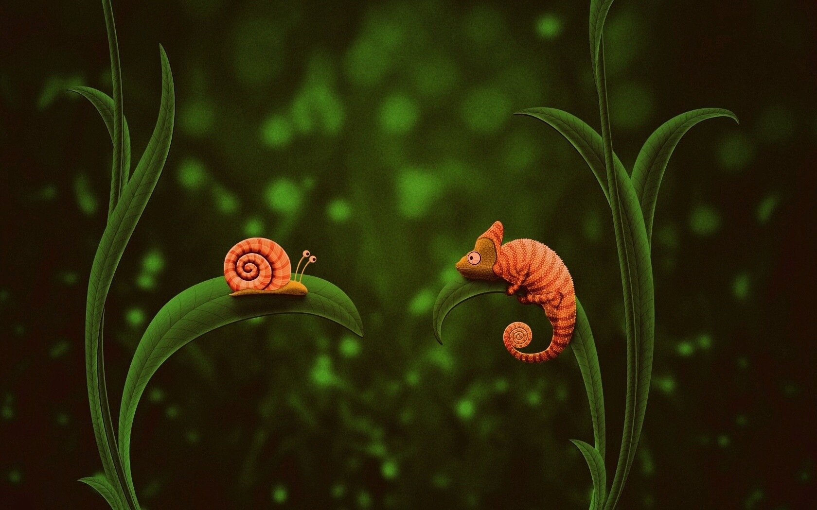 Хамелеон замаскированный под улитку обои