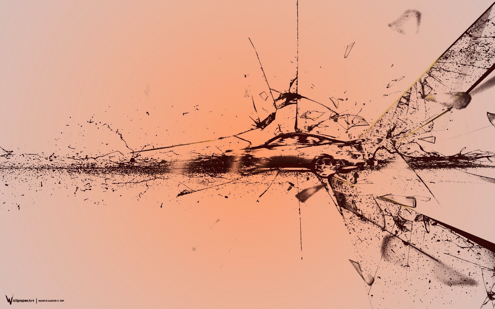 Летящие осколки обои