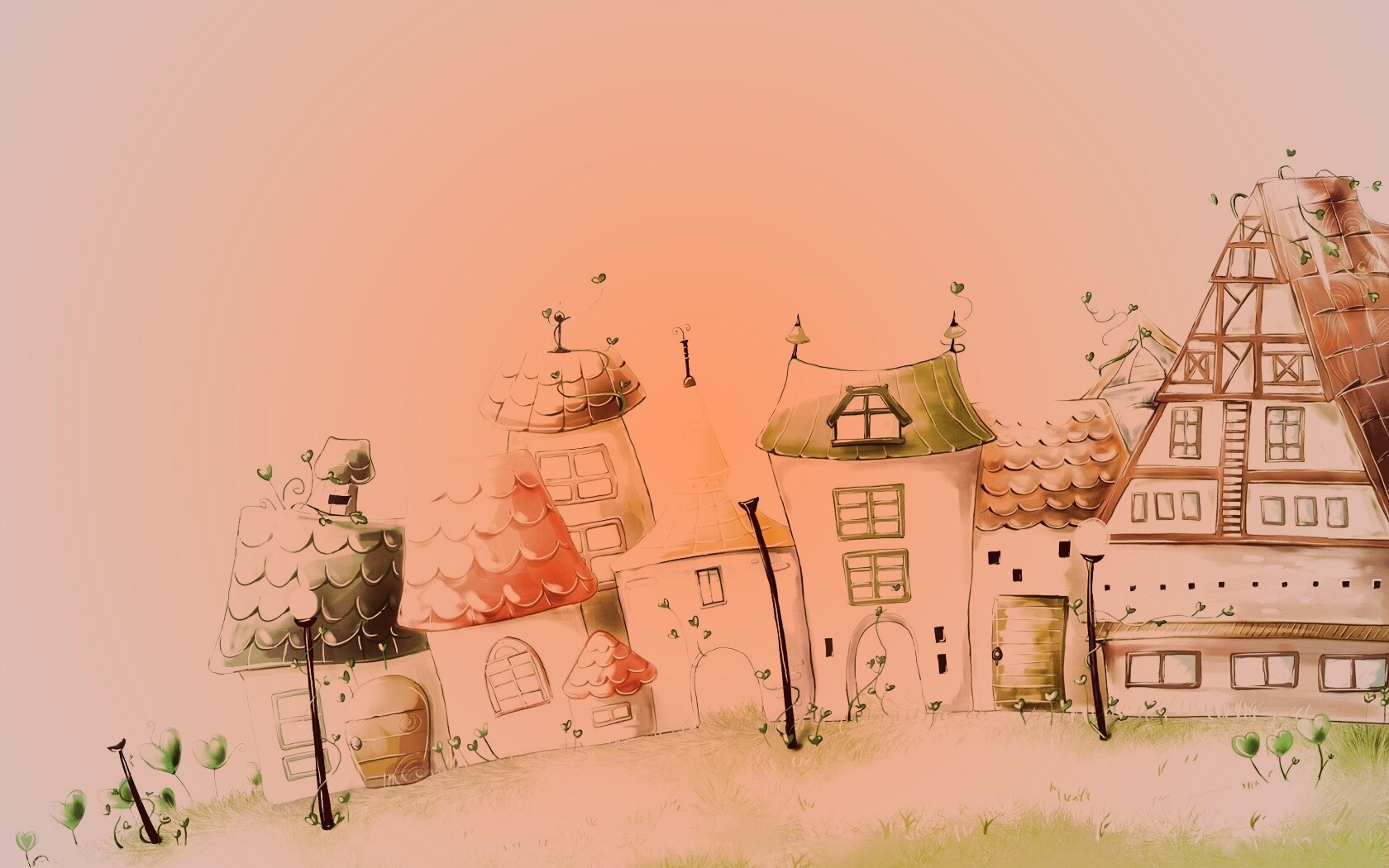 Мультяшный городок обои