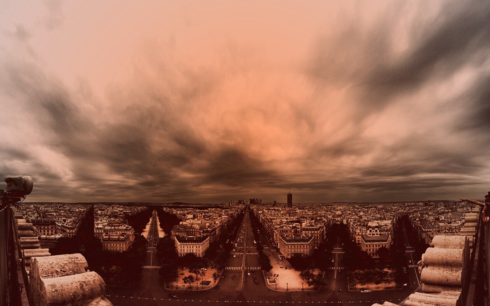 Париж широкоугольным объективном обои