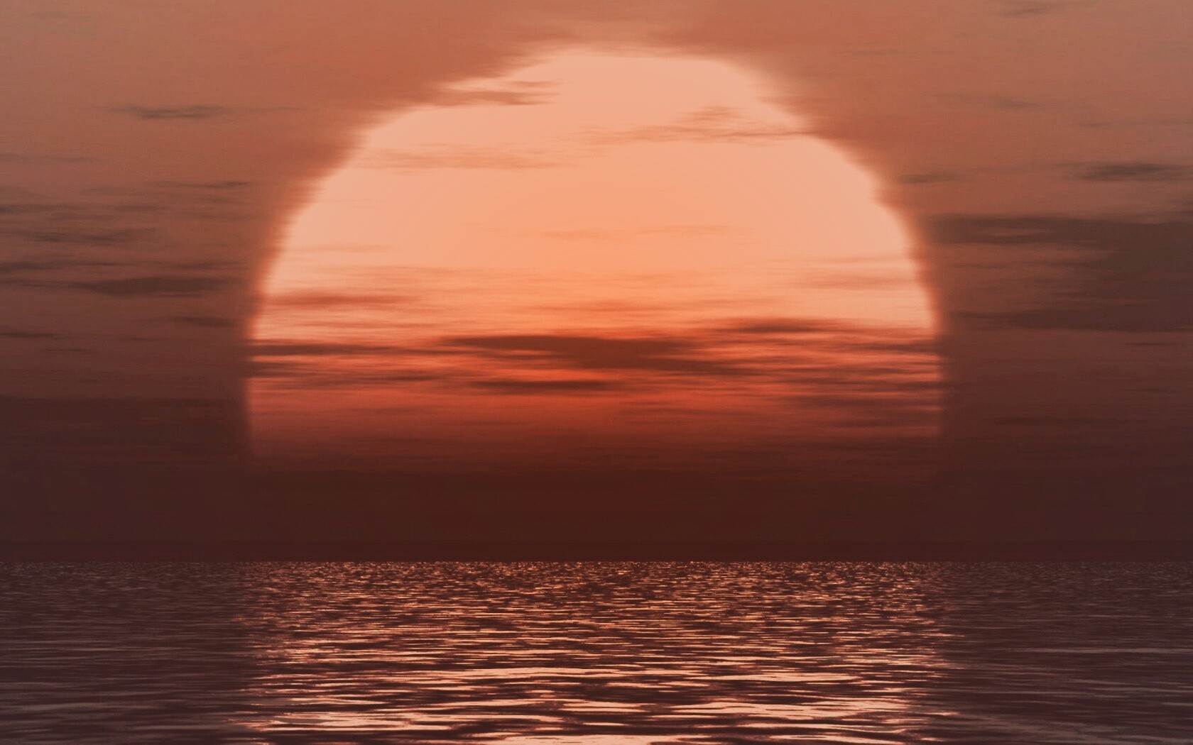 Закат над морской гладью обои