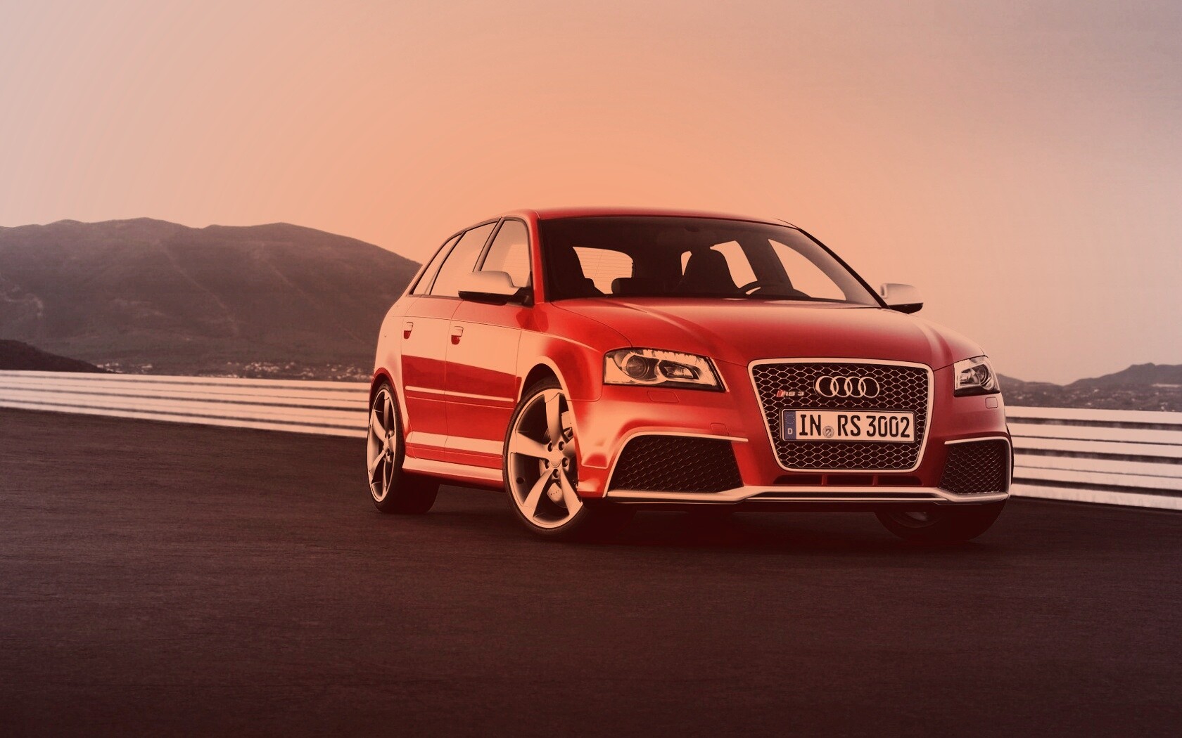 Красная Audi RS3 спереди обои