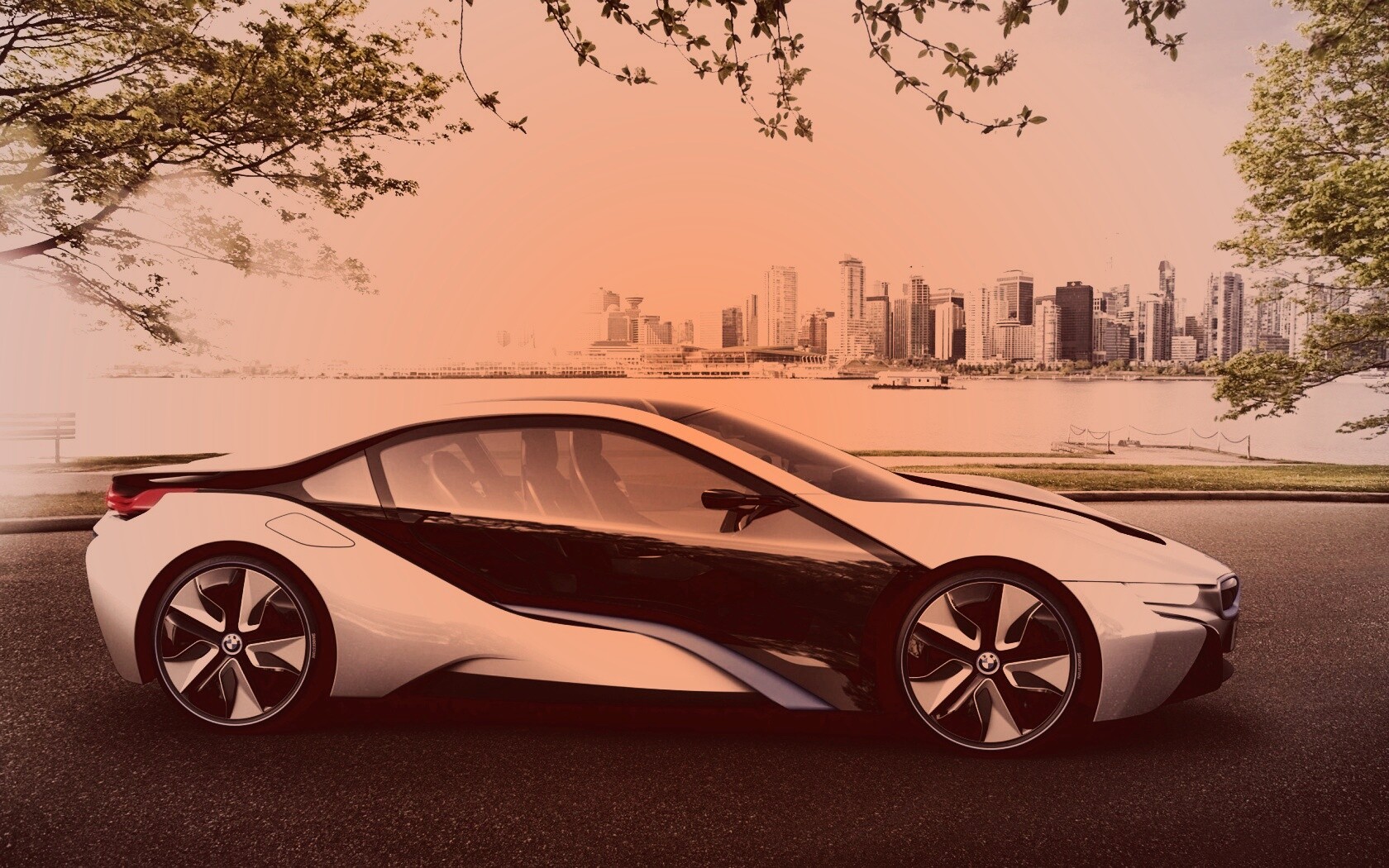 Концепт БМВ на берегу озера обои