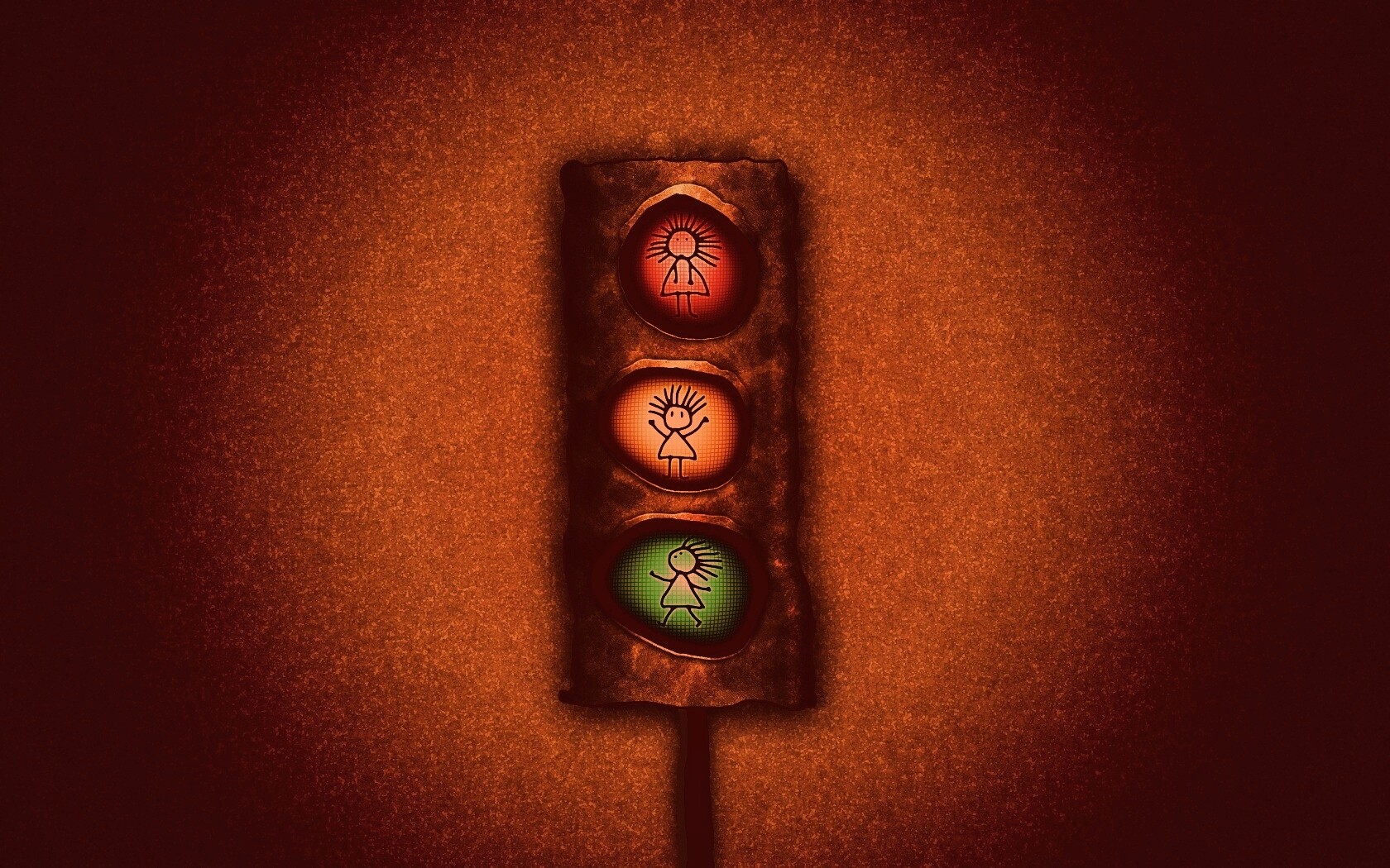 Нарисованный светофор обои