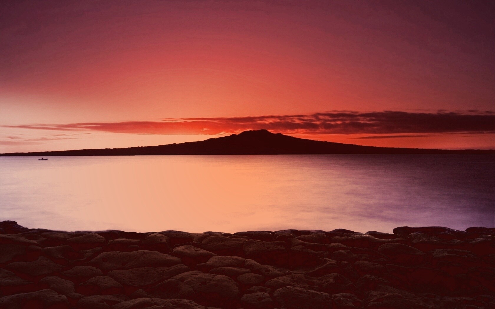 Закат за островом Рангитото обои