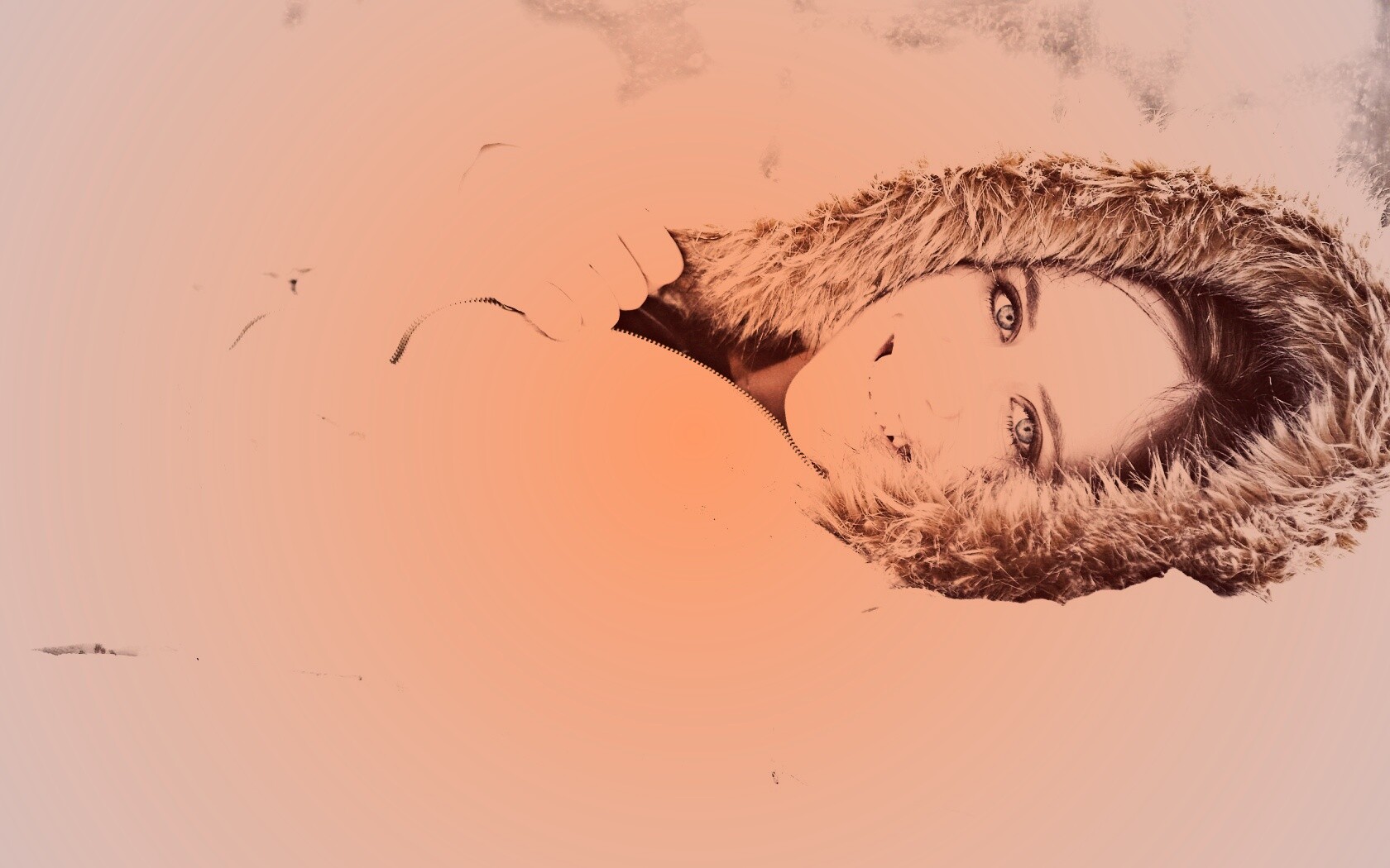 Девушка в снегу обои