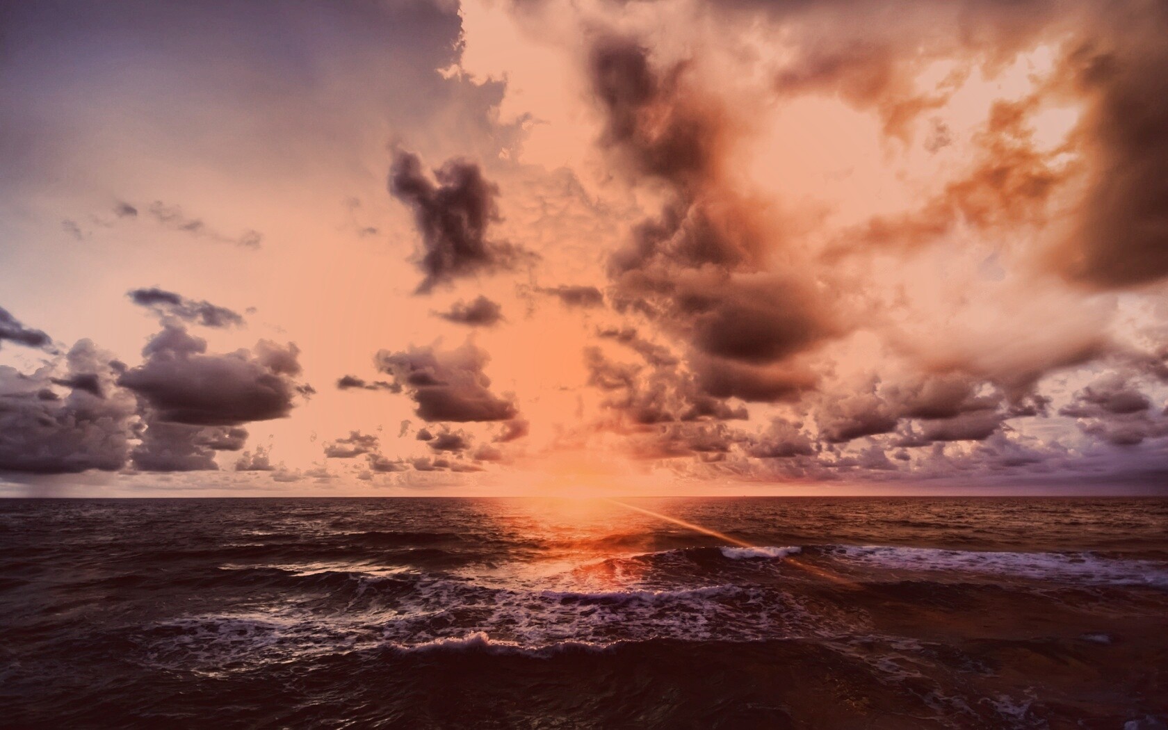 Закат на море обои