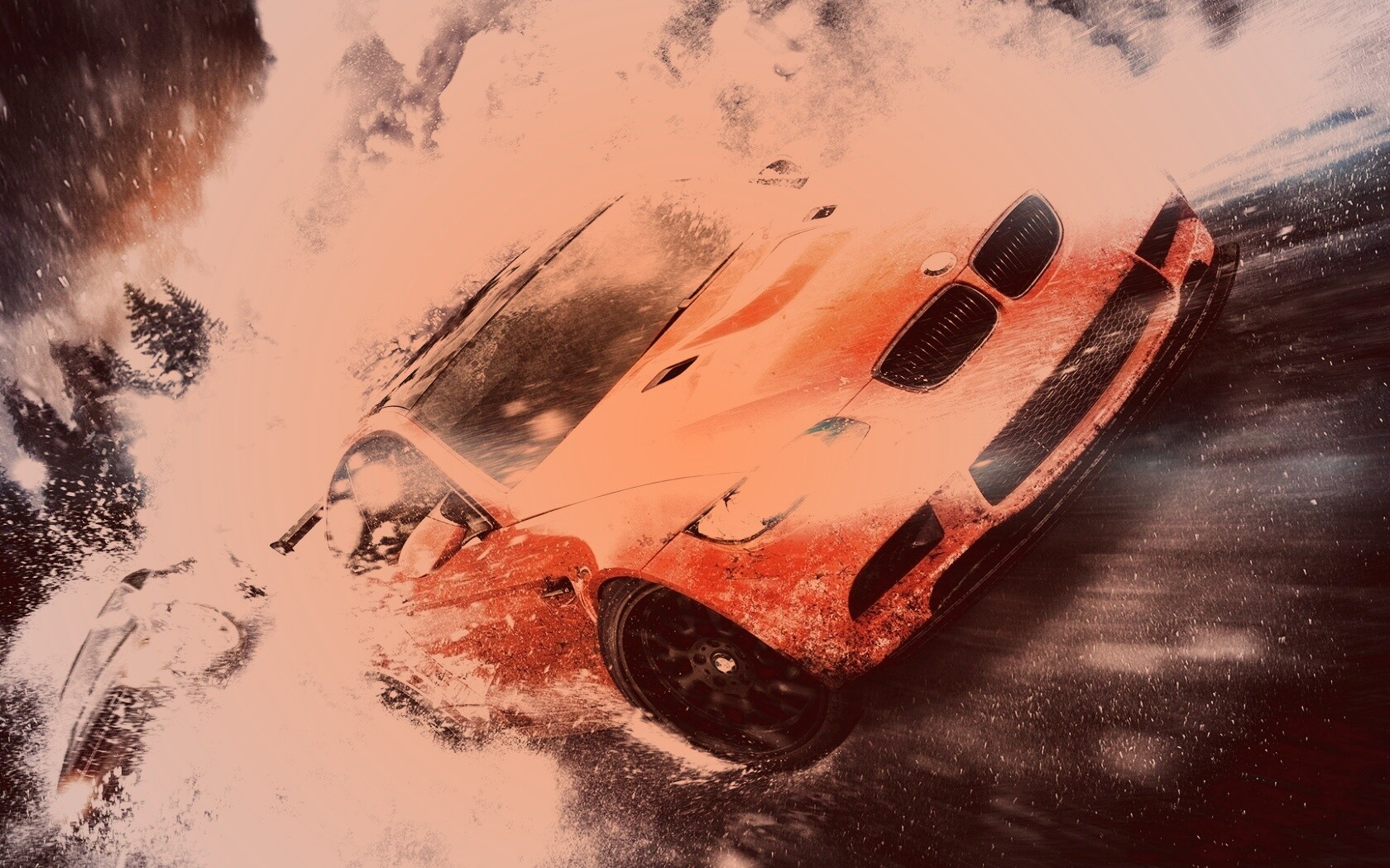 Погоня за оранжевым BMW обои