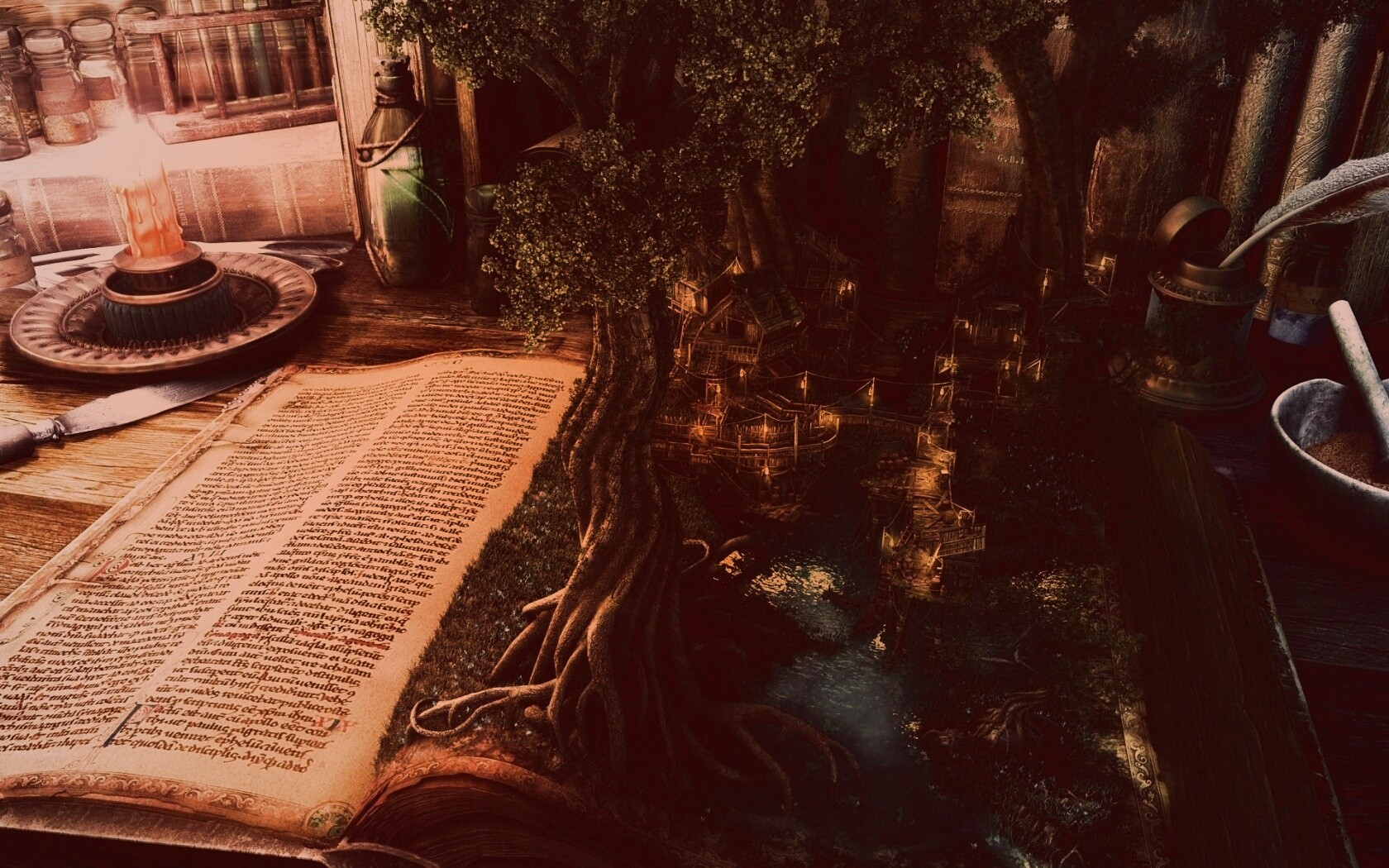 Волшебный мир на страницах книги обои