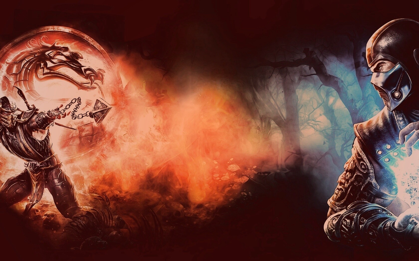 Бой SubZero и Scorpion из Mortal Kombat обои