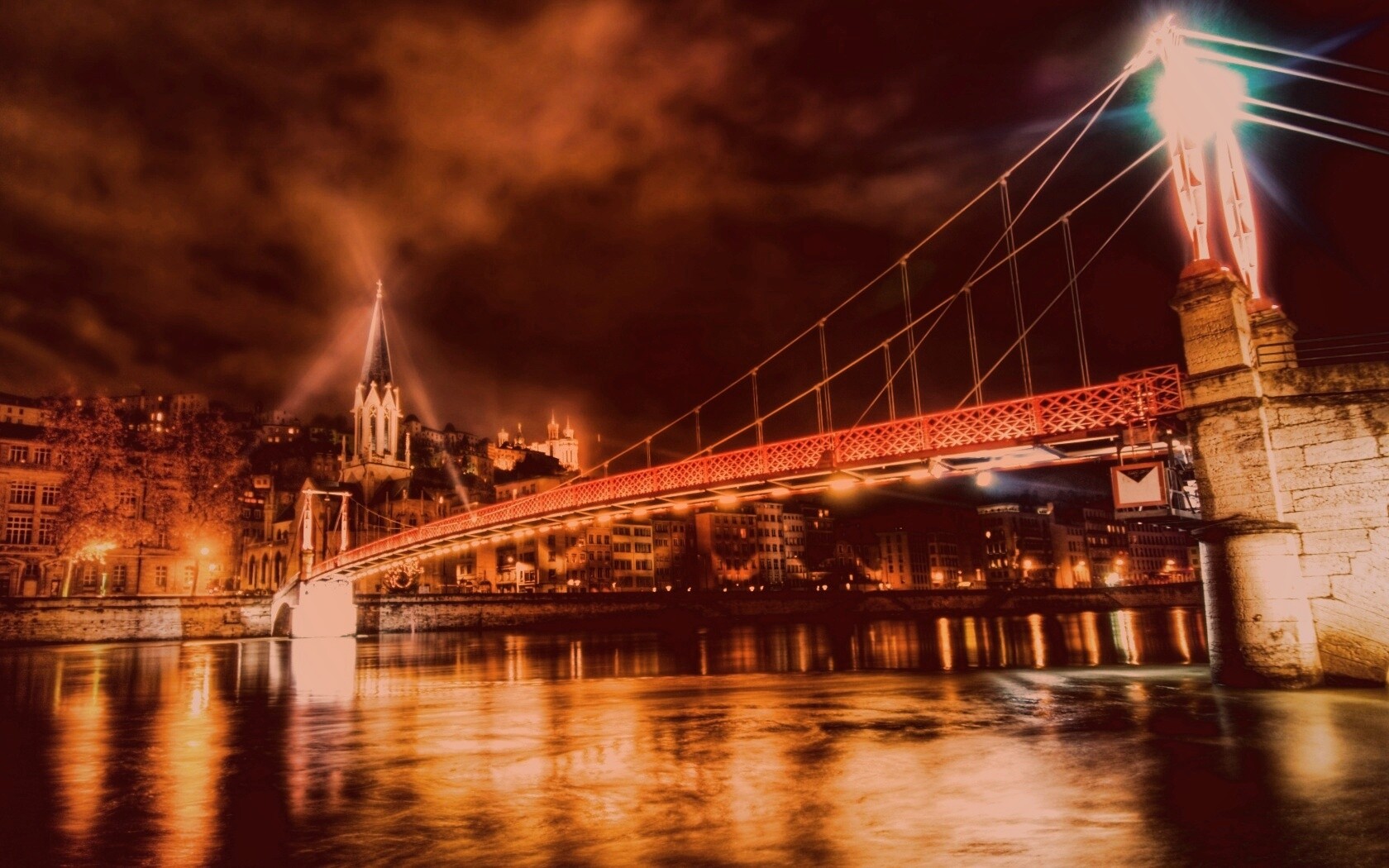 Ночная подсветка моста обои