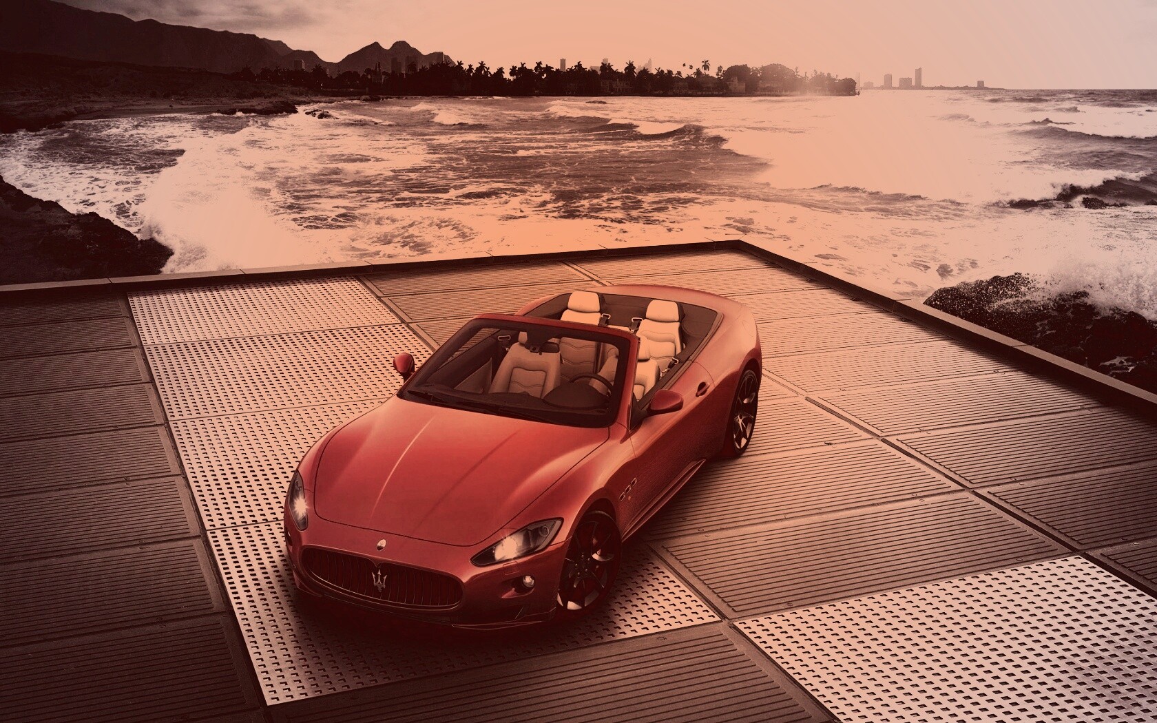 Мазерати на берегу моря обои
