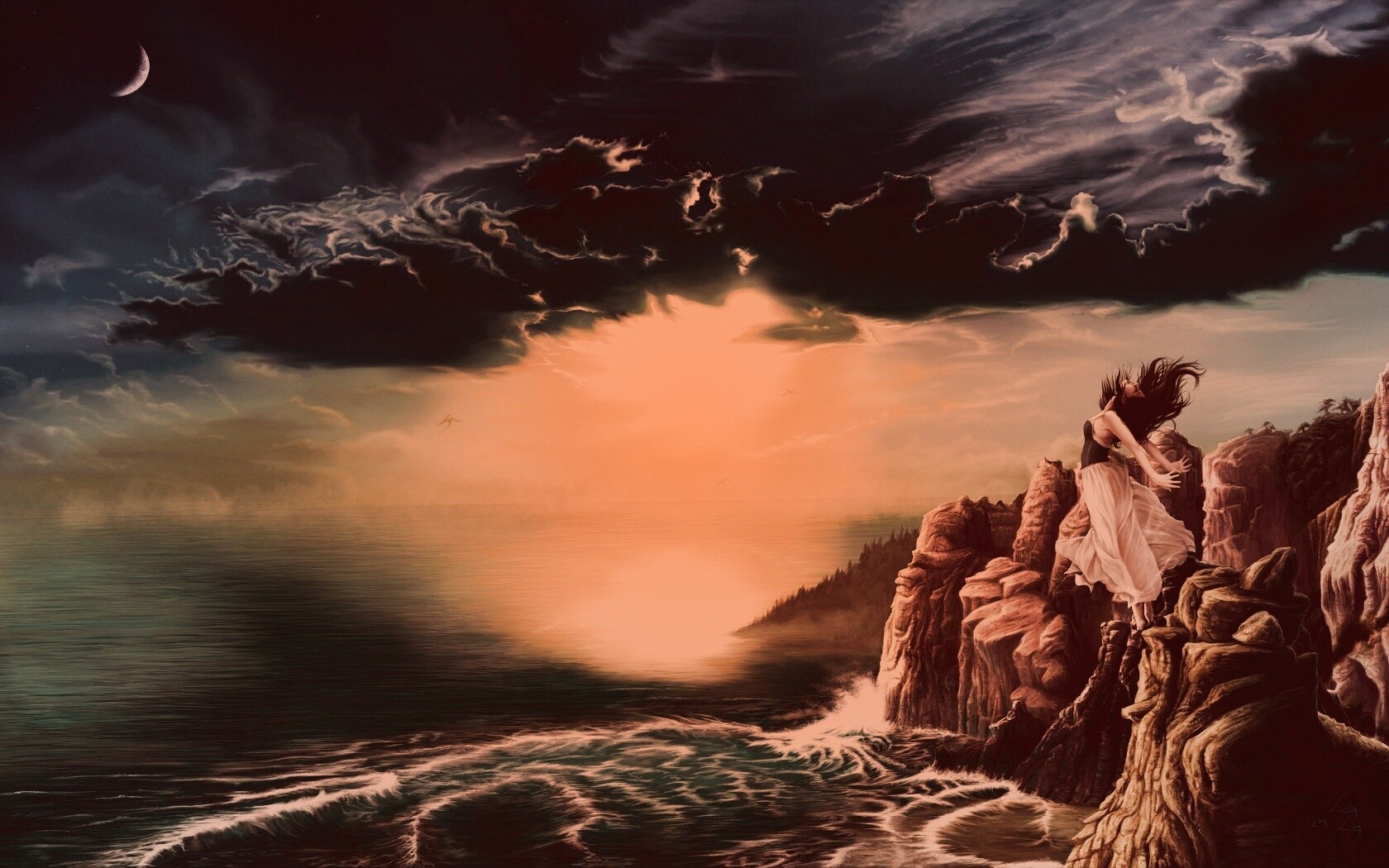 Прыжок с обрыва обои