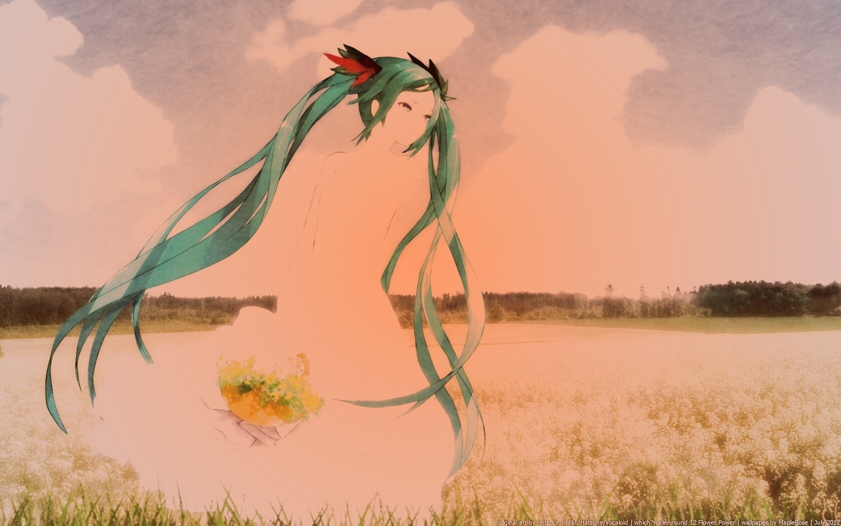 Хатсуне в поле обои