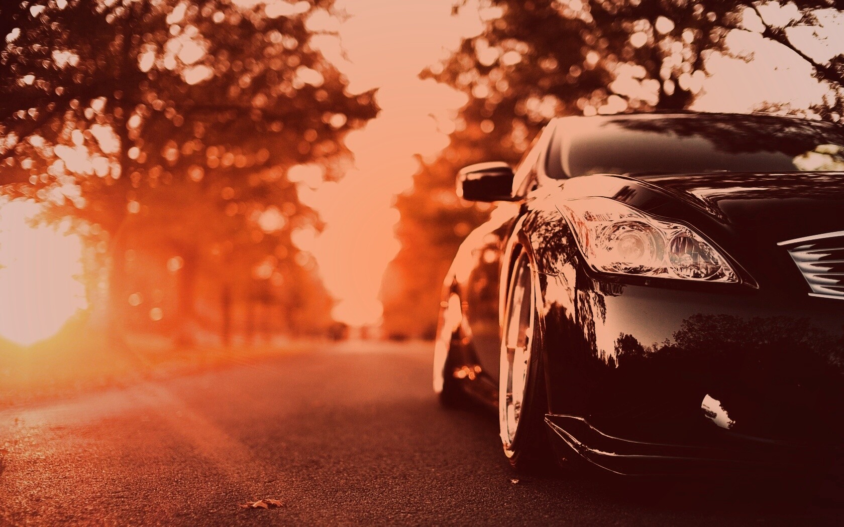 Автомобиль на закате обои