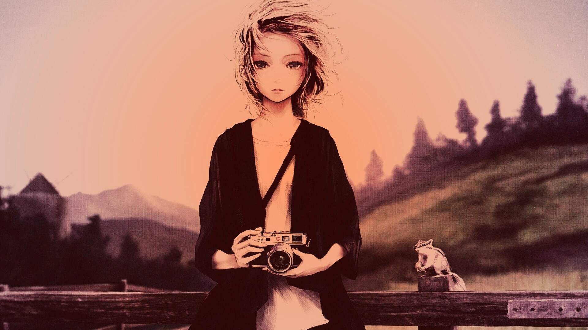 Девушка с фотоаппаратом обои