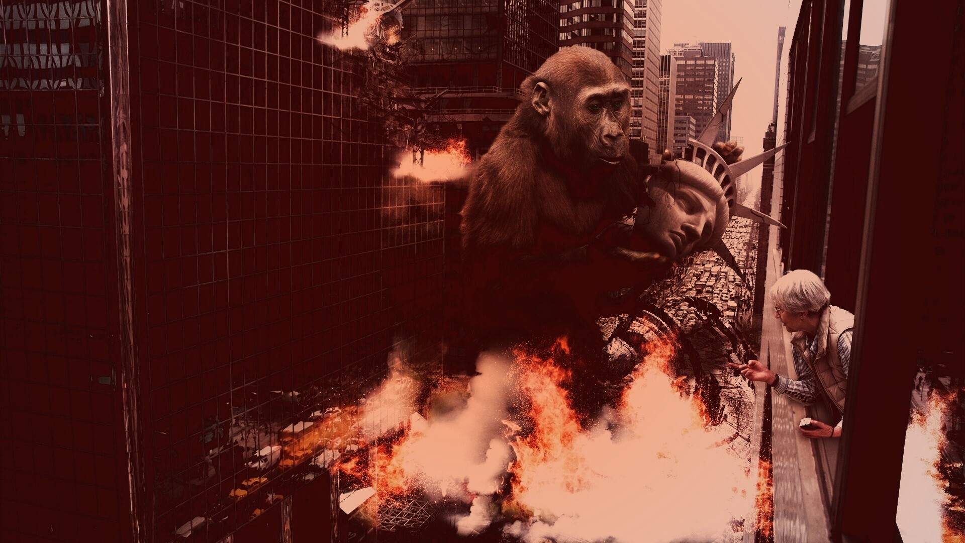 Обезьяна терроизирует Нью-Йорк обои