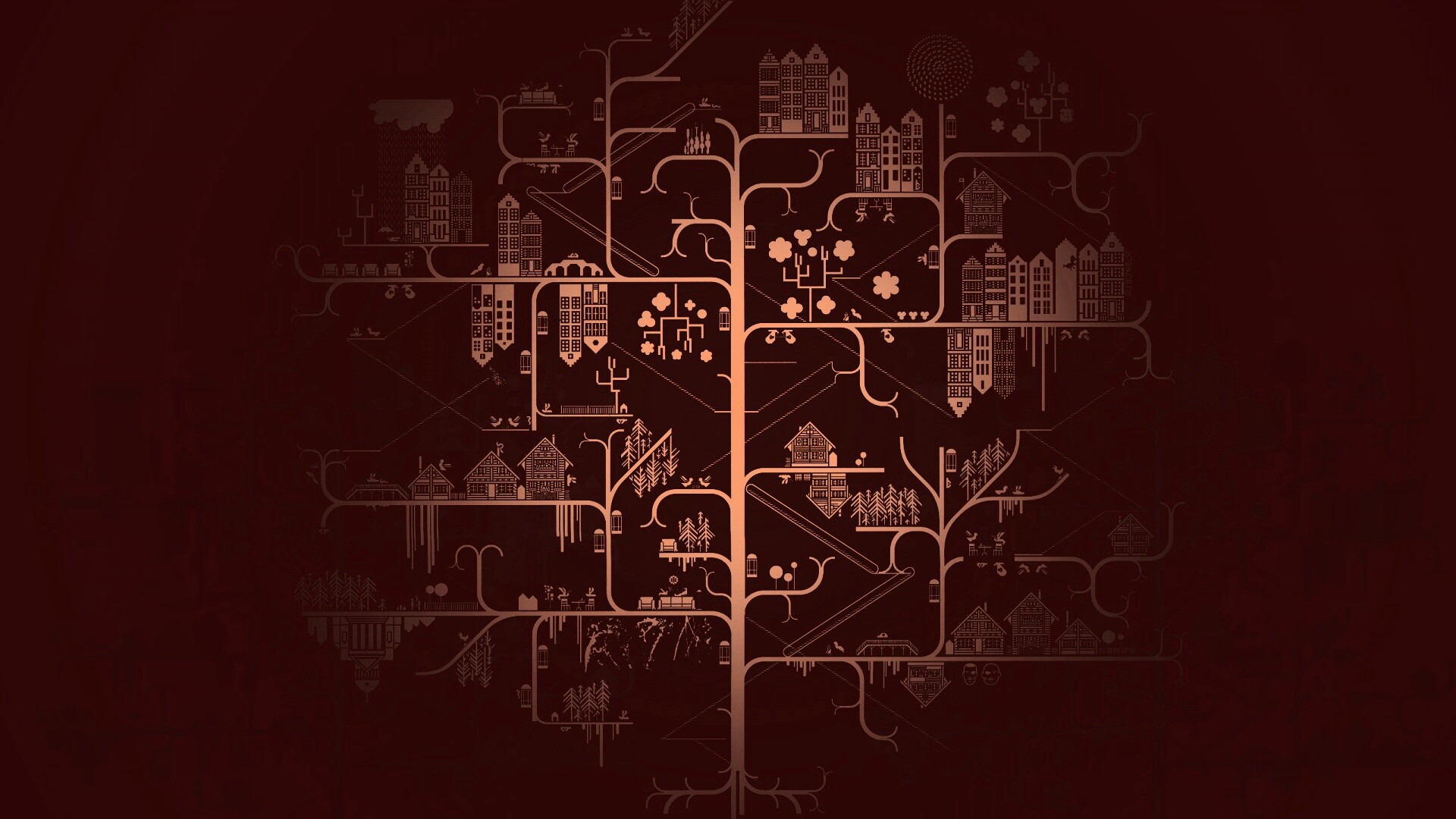 Древовидный город обои