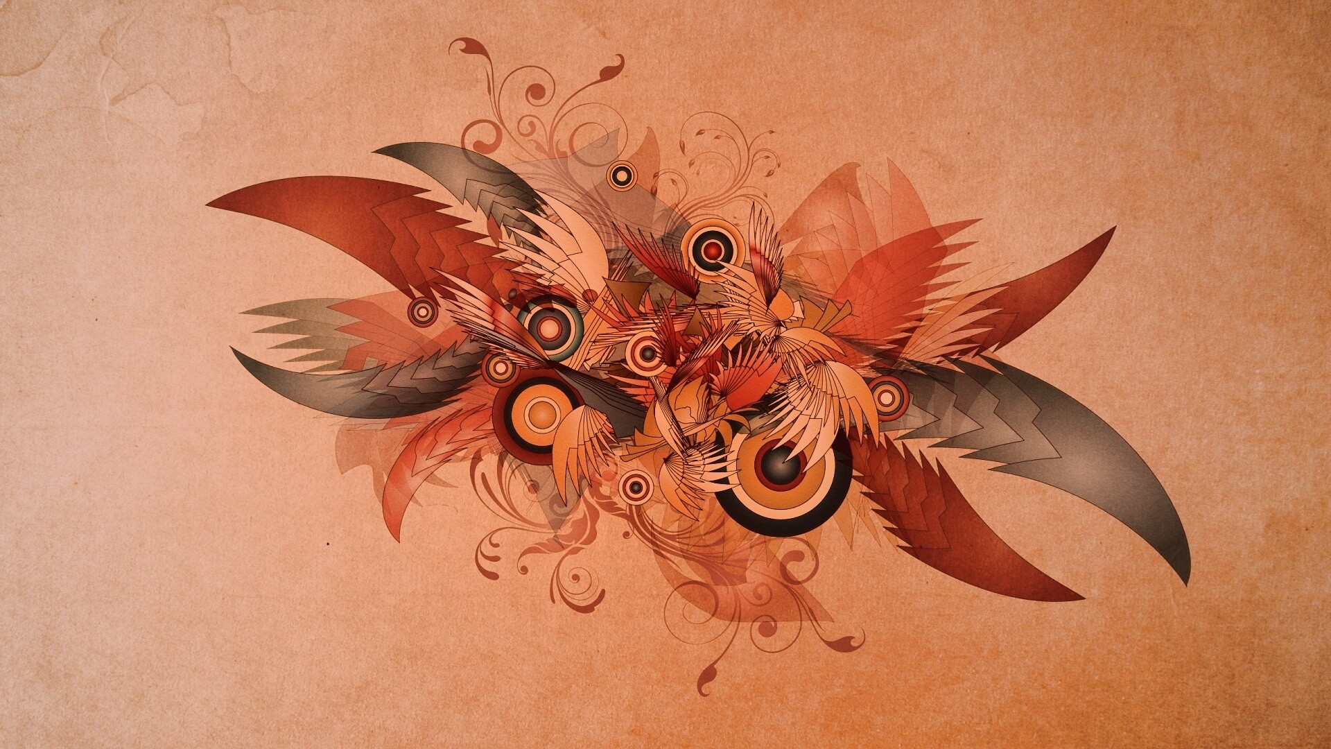 Перья и круги обои